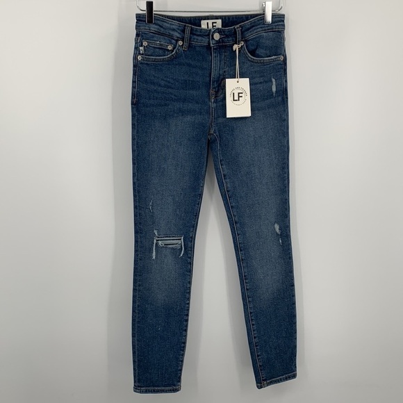 Lovers & Friends Ricky skinny lower rise jeans Brighton distressing ankle new 25 - Picture 2 of 9